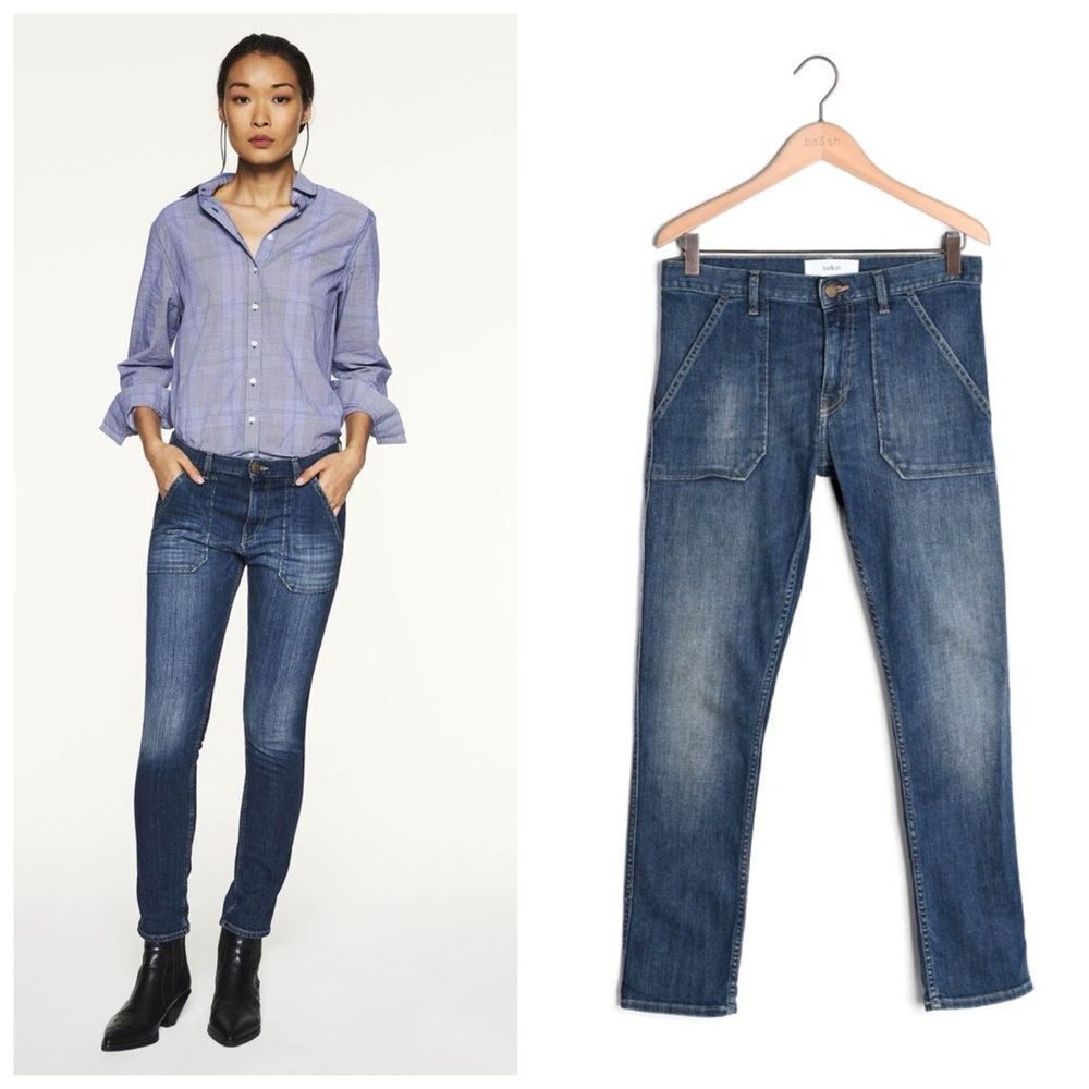 BA&SH Blue Sally Lady Jean Denim Jeans Handbrush Sz 1 US 6 1H20SALL Straight Leg